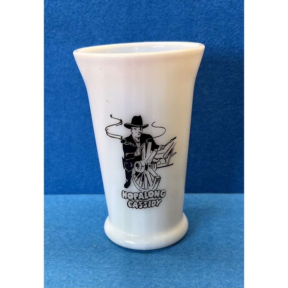 Vintage Hopalong Cassidy‎ Tumbler "HOPPY"Hazel Atlas Milk Glass